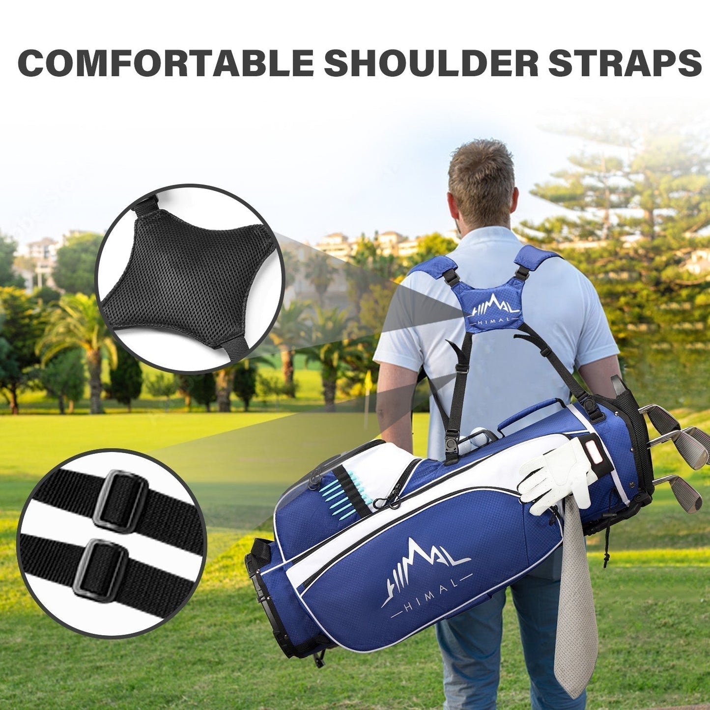 4-Way Golf Stand Bag-Royal Blue White