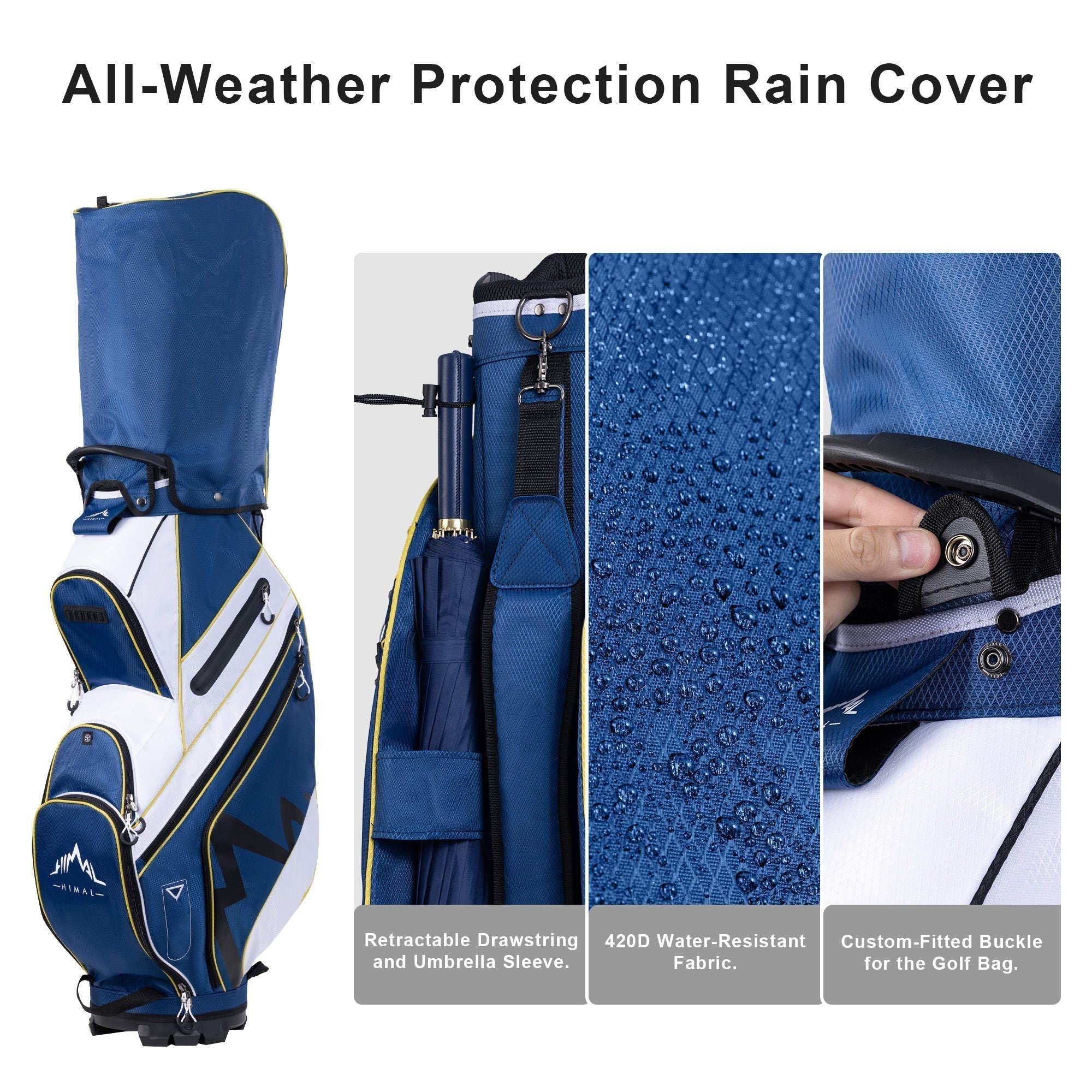 14-Way Golf Cart Bag with Organizer Divider-Navy Blue