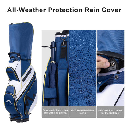 14-Way Golf Cart Bag with Organizer Divider-Navy Blue