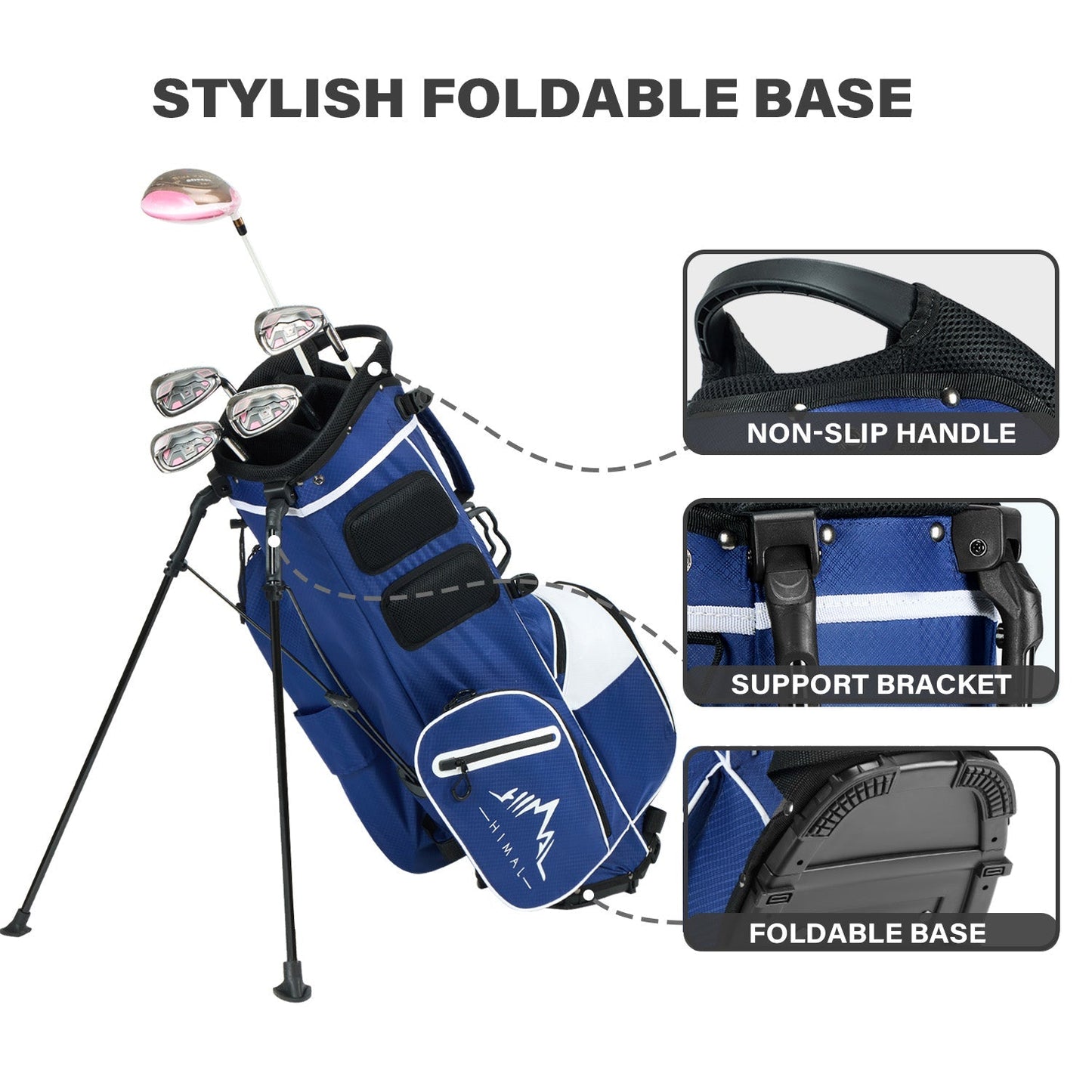 4-Way Golf Stand Bag-Royal Blue White