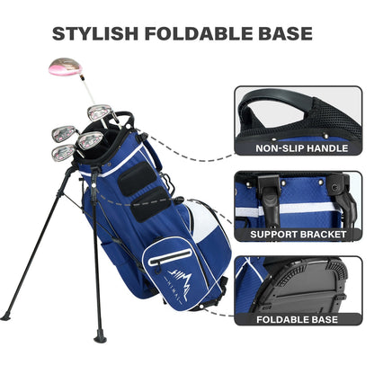 4-Way Golf Stand Bag-Royal Blue White