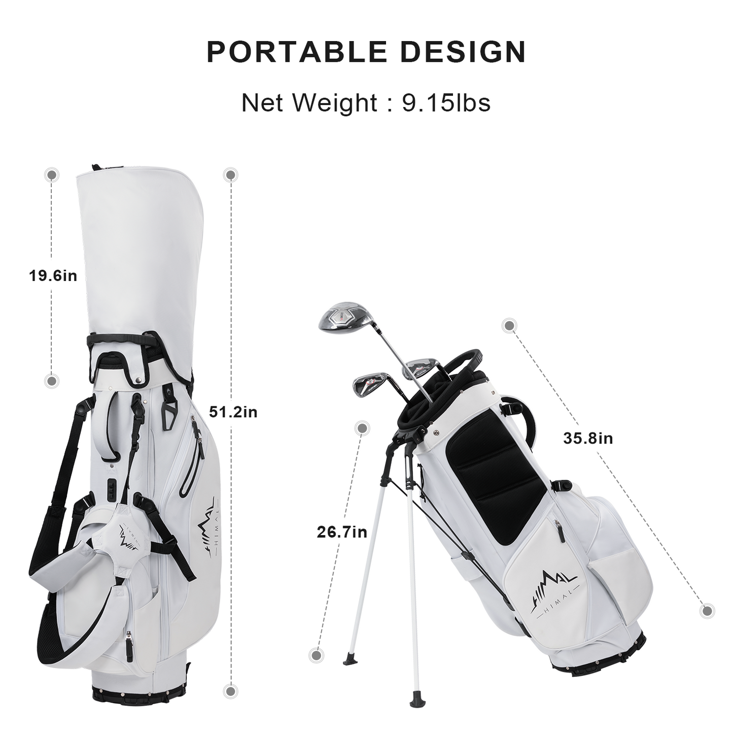 5-Way Golf Stand Bag-Pure White