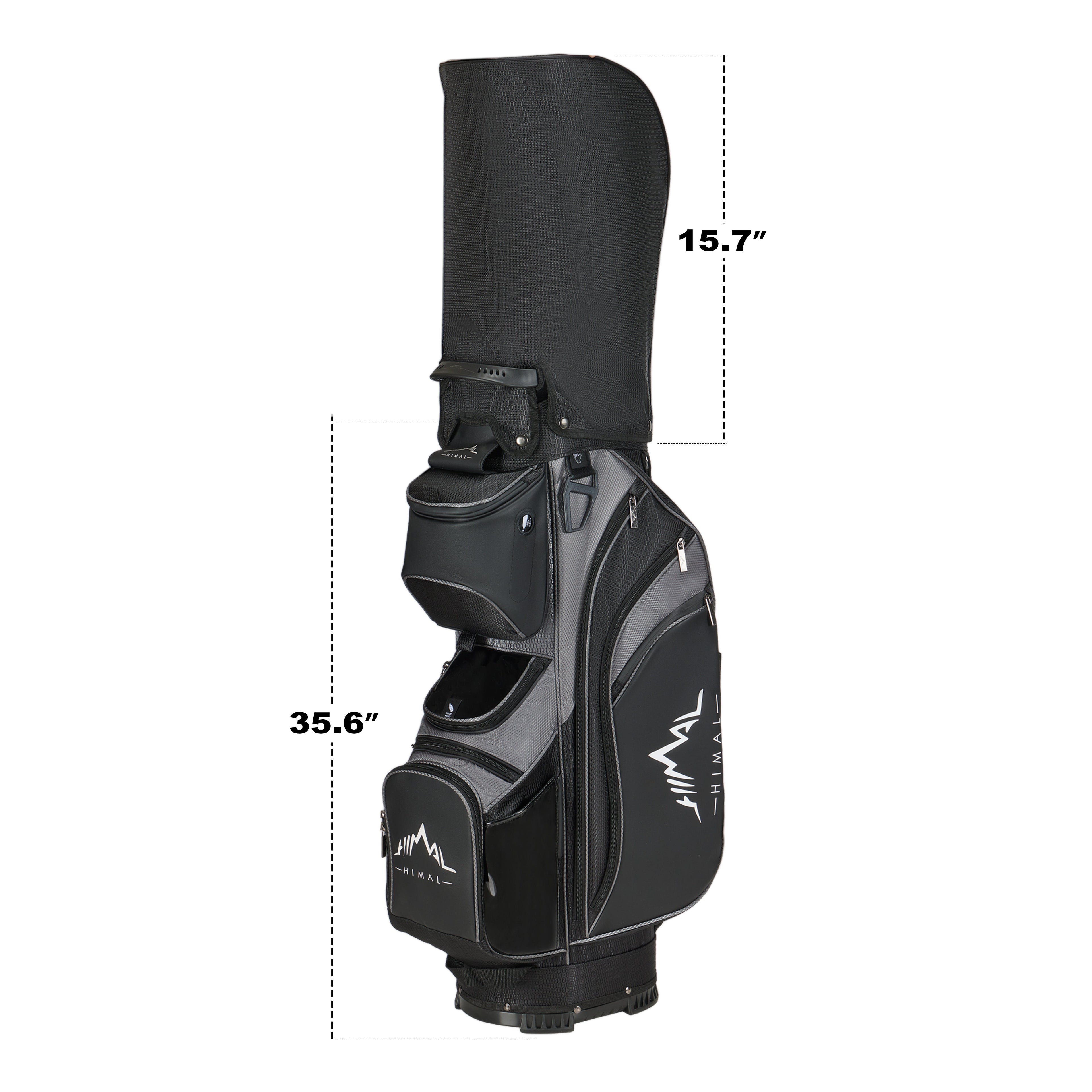 14-Way Golf Cart Bag with Full Length Divider-Black Grey