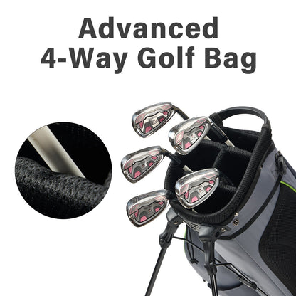 4-Way Full-Length Golf Stand Bag-Steel Gray White