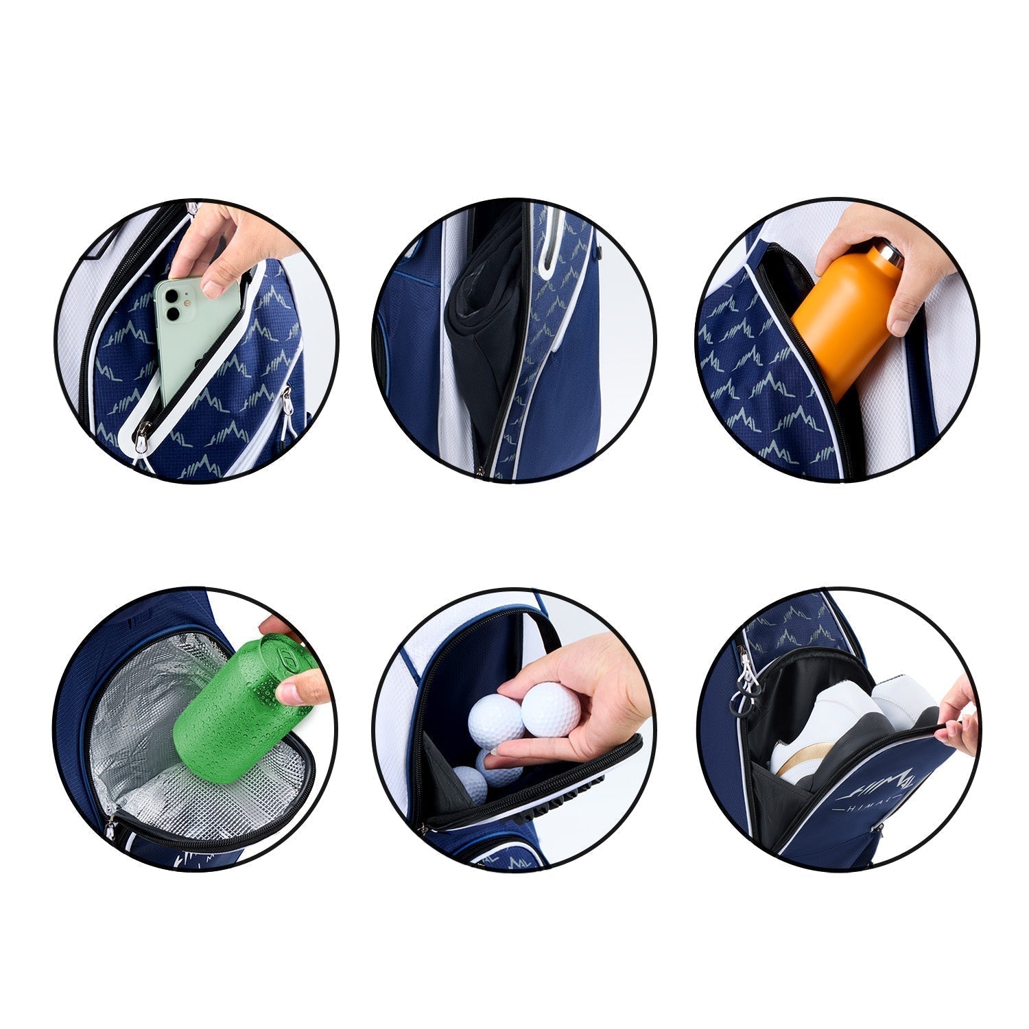 14 Way Golf Cart Bag-Navy Blue