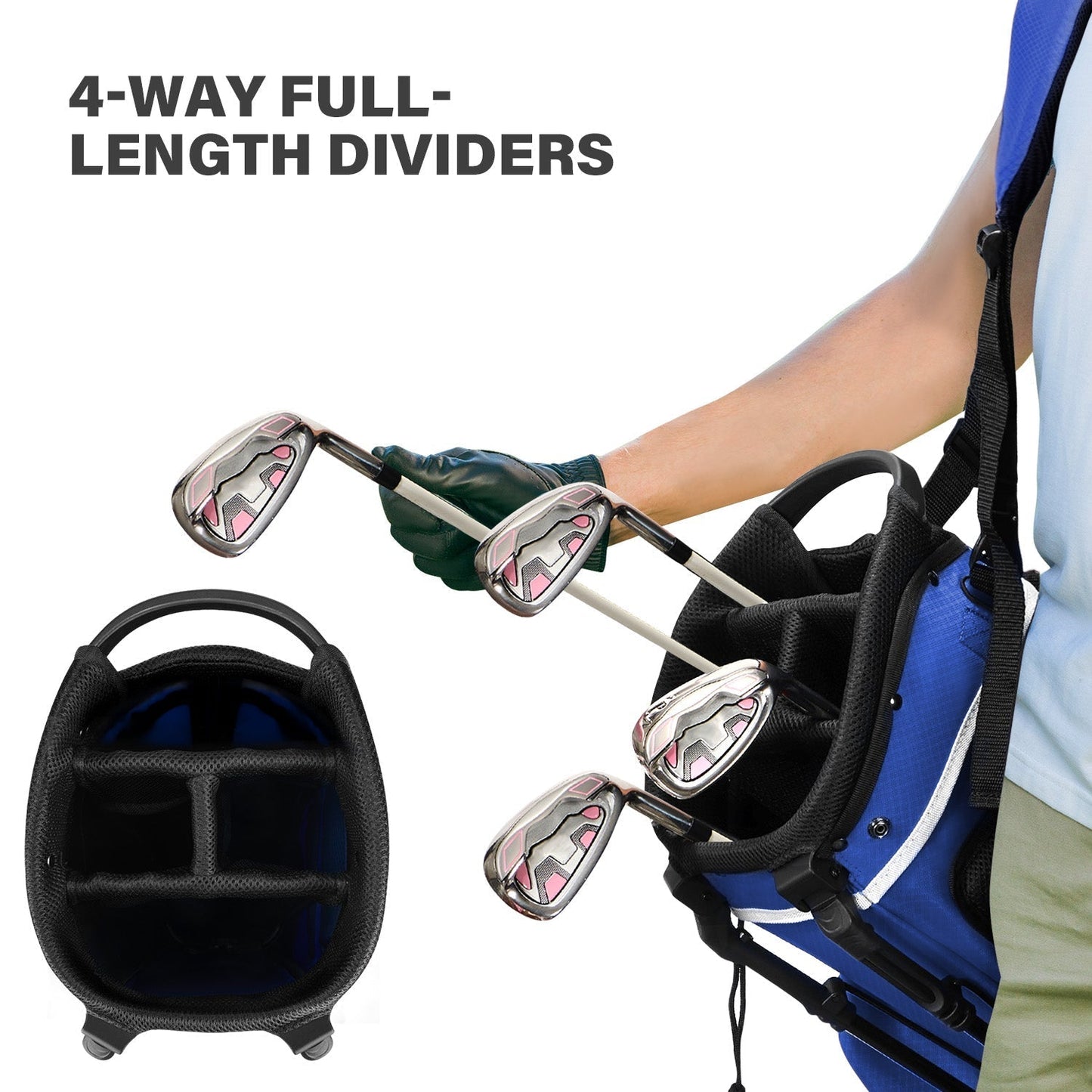 4-Way Golf Stand Bag-Royal Blue White