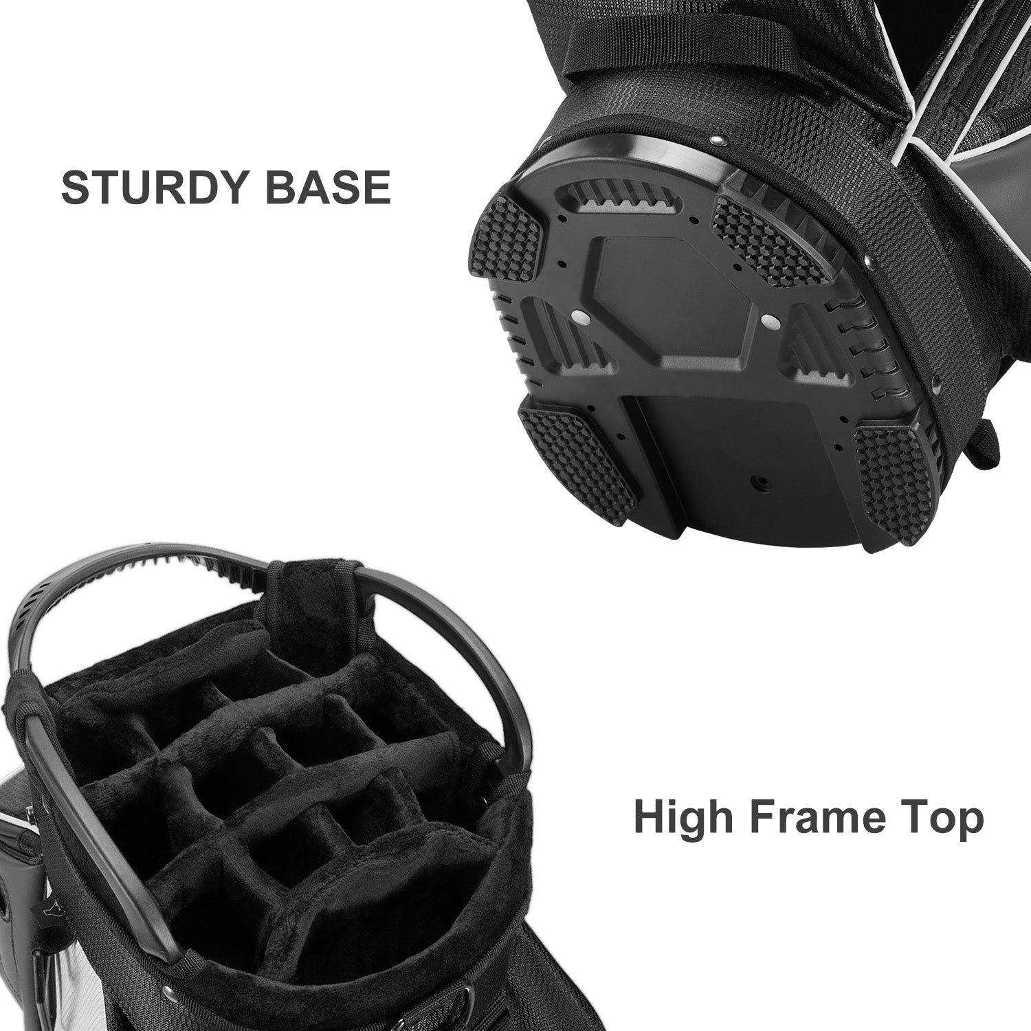 14-Way Golf Cart Bag with Full Length Divider-Black White