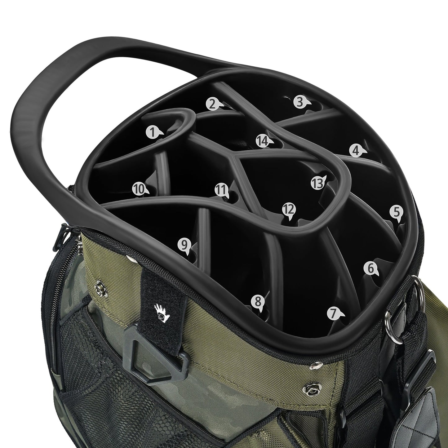 uniHimal Silence 001 Quiet Soundles 14 Way Organizer Dividers Golf Cart Bag Camo