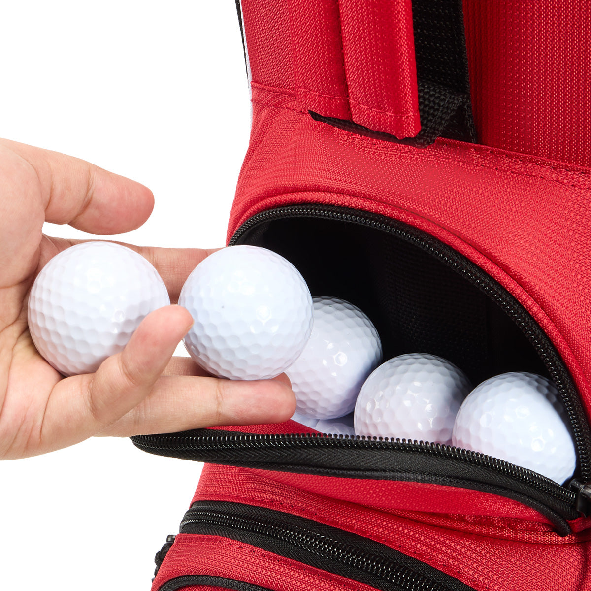 4-Way Full-Length Golf Stand Bag-Bright Red White