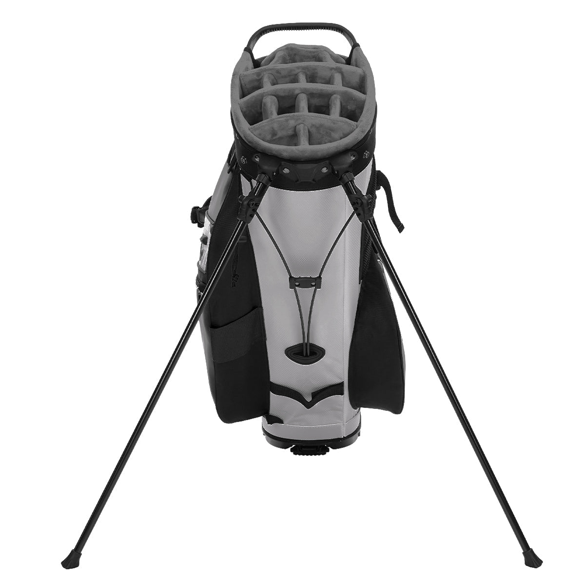 14-Way PU Leather Golf Stand Bag-Pure Black Gray