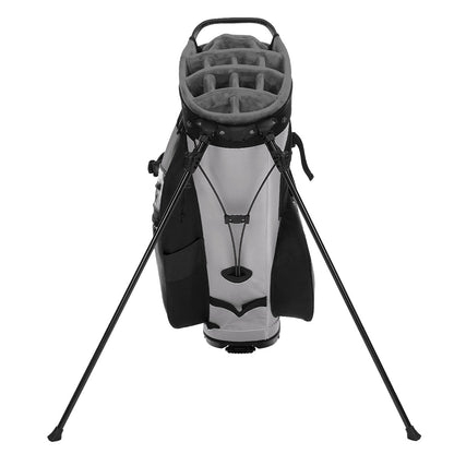 14-Way PU Leather Golf Stand Bag-Pure Black Gray
